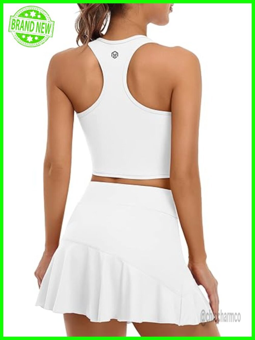 2-Piece Tennis Dress with Shorts Athletic Wear Racerback Built-in Shorts